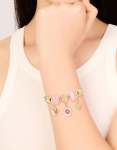 Goldair Gold Flower & Heart Charm Toggle Bracelet
