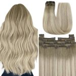 Youngsee Blonde Human Hair Clip In Extensions 24 Inch Long Straight Hair Clip In Extensions Ash Blonde Mix Platinum Blonde Real