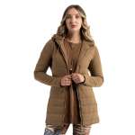 2-TEXTURED Hooded Puffer Jacket - Camel M