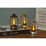 Rustic LED MINI Lantern Table Lamp - Touch Switch Battery-powered Uplight Decorative Artistic Nightlight With Non-rechargeable B