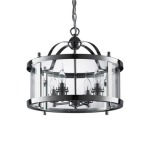 Drum Shaped Glass Lantern Pendant Light