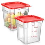 Suclain 2 Pcs Square Food Storage Container Polycarbonate Clear Food Container With Lid Commercial Rice Storage With Graduations