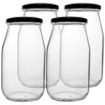 Mayo Jar With Black Lid - 4 Pack - 1-LITRE - 185X100MM Diametre