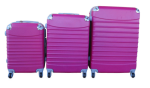Smte Hot Pink Abs 3-PIECE Spinner Luggage Set With Telescoping Handles & Locks With Keychain
