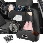 Holdcy Car Back Seat Organizer With 2 Drink Cup Holder - Tissue Box And Storage Box Hook - Multi-functional Storage - Great For