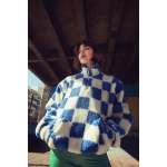 Sherpa Pull Over Sweater In Blue & White Check - XS