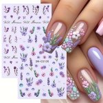 Purple Flower Design Nail Art Stickers Self Adhesive Nail Art Decals For Nail Art Decoration Nail Art Supplies For Women And Gir