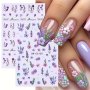 Purple Flower Design Nail Art Stickers Self Adhesive Nail Art Decals For Nail Art Decoration Nail Art Supplies For Women And Girls