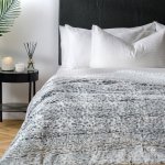 Brushed Printed Faux Fur Rabbit Blanket Monochrome