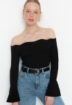 Black Carmen Collar Knitwear Sweater