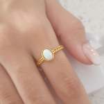 Charmari-gold Gold Plated 925 Sterling Silver Fire And Snow Sn Opal Ring - Size 7