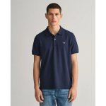 Mens Regular Shield Short Sleeve Pique Polo Shirt In Navy - Navy L