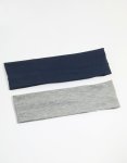 Navy & Grey Fabric Stretch Headbands 2-PACK