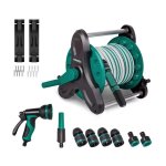Hose Reel Set With 15M Garden Hose Incl 3 Hand Nozzles & Couplings