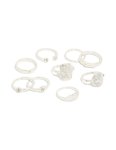 Silver Roman Numeral & Diamante Rings 9-PACK - M l