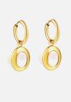 Styled Oval Drop And Hoop Earring - Gold