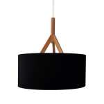 Rocket Drum Wood And Cotton Pendant Light Black