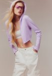 Cropped Zip-through Hoodie - Light Purple