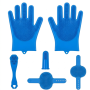 6-IN-1 Pet Grooming Kit Silicone Dog Bath Gloves & Deshedding Brushes