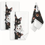 2PCS Cat Cartoon Kitchen Towel CTOW2