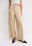 Frayed-edge Linen-blend Trousers - Beige