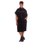 Plus Size Donna Black Dungaree Dress
