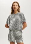 Cotton On Dreamy Short Sleeve Jersey Sleep Set - Black white Stripe