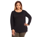 Donnay Plus Size Basic Cotton Lycra Long Sleeve Tee - Black