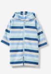 Cotton On Baby Zip Through Hooded Towel - Frosty Blue multi Stripe