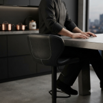 Modern Swivel Bar Stool With Upholstered Seat
