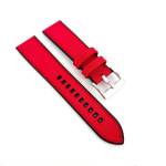 Hybrid Fkm Rubber & Sailcloth Strap - Red Steel Hardware - 22MM