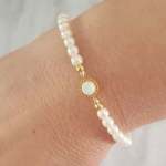 Zanelle Gold Plated 925 Sterling Silver Fire & Snow Sn Opal Size 12-24CM Adjustable Cord