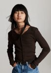 Long-sleeved Jersey Top - Brown
