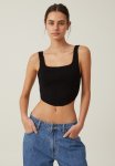 Cotton On Jacquard Corset Tank - Black