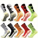 1PAIR Men's Anti-slip Football Thick Towel Bottom Mid-calf Crew Socks Breathable Comfy Casual Socks Sweat-absorbing Fashion Spor
