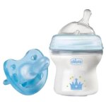 Chicco - Natural Feeling Baby Bottle 150ML And Micro Soother - Blue
