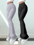 Two-piece SET-K11 Women's Slimming Elastic Yoga Pants Versatile High-waisted Flared Pants Sports Leisure Long Pants Women's Clot