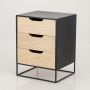 Mont Blanc Black Side Table Three Drawer - Cut Out Handles