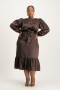 Leah Satin Dress - Chocolate - XL