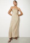 Satin Cowl Midi Dress - Neutral