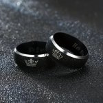 2PCS Fashion Crown Couple Ring Creative King Queen Ring Street Style Daily Personality Rock Hip Hop Jewelry