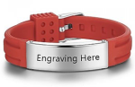 CBA102395- Personalized Red Wrist Strap Bracelet Stainless Steel Adjustable