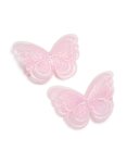 Kids Pink Sheer Fabric Butterfly Clips 2-PACK