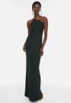 Asymmetrical High Neck Maxi Dress - Black