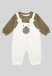 PoP Candy Contrast Romper - Ecru & Brown