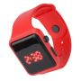 Digital Sport Watch For Kids LED Quadrate Shape Backlight Leisure Red