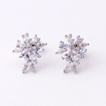 Silver Daisy Crystal Stud Earrings - Clear Crystal