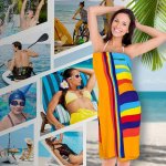 Extra Large Striped Beach Towel - Ultra-soft Microfiber Quick-dry & Sand-free Perfect For Travel Yoga Camping & Swimming - Machi