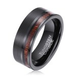 Men's Koa Wood Black Tungsten Ring WR-106 - 10.5