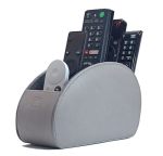 Remote Control Holder With 5 Compartments Grey Pu Leather Office Organization Storage Caddy Box For Tv Remote Heater Controllers